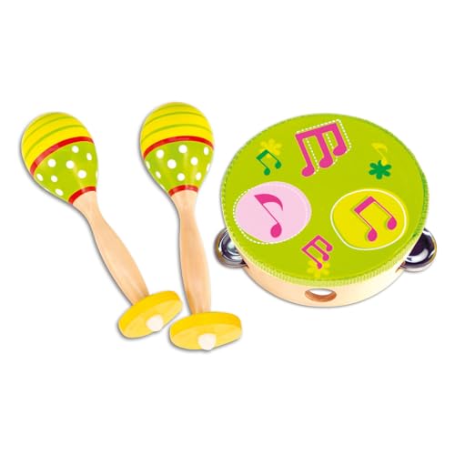 Bontempi – 610510 – Musikinstrument – Maracas und Tamburin Musik Set – Farben können variieren von Bontempi