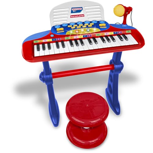 Bontempi MiniKeyFun - Tastiera Giocattolo hat 37 Tasti per Piccoli Musicisti Con Microfono, Sgabello und Leggio, Rosa, 54,4 x 32,9 x 15,9 cm von Bontempi