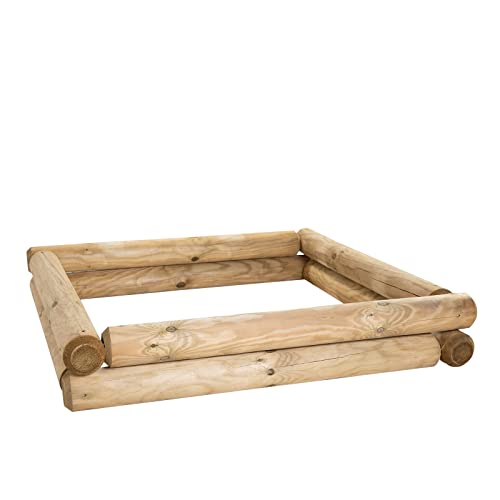 BooGardi Sandkasten Bausatz · 60 Größen 90-190cm · Höhe 20-40cm · 100x100cm Höhe 30cm · KDI Palisaden · Sandkiste Holz · massives Vollholz von BooGardi