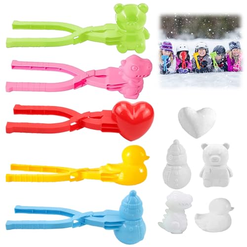 5 Stück Schneeball Former, Winter Schneeball Maker Schneeball Clip Maker Sandball Maker Clips Klammern Spielen Schnee Sand Spielzeug für Kinder Jungen Mädchen Sommer Winter Spaß von Booaee