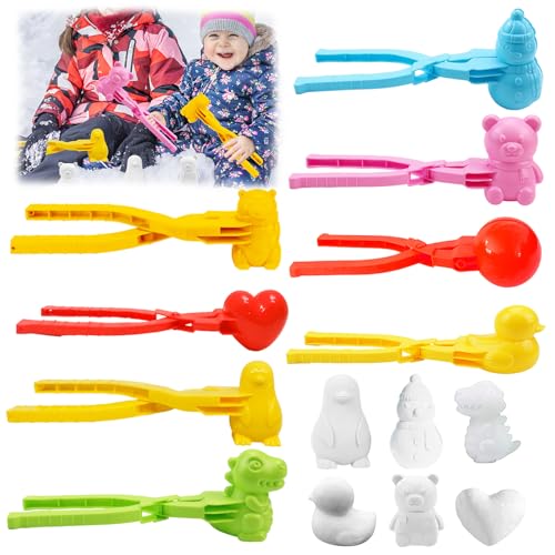 8 Stück Schneeball Former, Schneeballzange, Winter Schneeball Maker Schneeball Clip Maker Sandball Maker Clips Klammern Spielen Schnee Sand Spielzeug für Kinder Jungen Mädchen Sommer Winter Spaß von Booaee