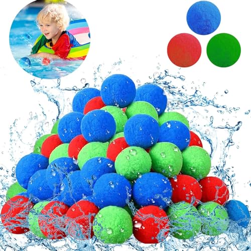 Baumwoll Wasserbomben, 30 Stück Baumwoll Wasserbomben Bälle, Wasserballons, Wiederverwendbare Wasserbälle, Wasserschlacht Bälle, Hochabsorbierende Wasserbomben Set Splash Bälle, Baumwoll Wasserbälle von Booaee