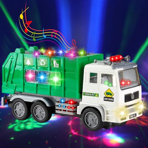 Booaee Müllauto Auto Spielzeug Müllwagen Kinder 3 4 5 Jahren LED Müllwagen Auto Kinder mit Licht und Sounds Fahrzeuge Spielzeug für Kinder Spielzeug Müllwagen Geschenk für Jungen Mädchen von Booaee