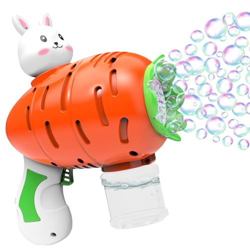 Seifenblasenpistole Kinder,Automatische Seifenblasenmaschine Elektrische Karottenhase Seifenblasen Pistole Osterdeko Bubble Gun Seifenblasenpistole Blasenspielzeug Geschenk Kinder Geburtstag Ostern von Booaee