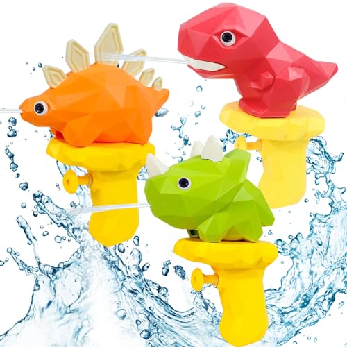 Wasserpistole für Kinder, 3 Stück 100ml Cartoon-Wasserspritzpistole, Dinosaurier Wasserpistolen Wasserspritzpistole Klein bis zu 4-6m, Spritzpistole Wasser für Schwimmbäder,Gärten,Geburtstagsgeschenke von Booaee