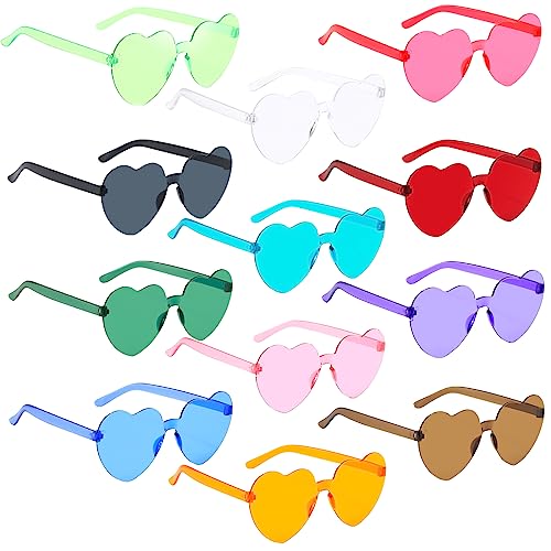 Farben Party Brille Herzbrillen, 12 Stück Herzform Sonnenbrille, Herz Brille, Magische Farben Party Herz Brille, Retro Party Sonnenbrille, Partybrillen, Sonnenbrille Party für Kinder Erwachsene (12) von Booaee