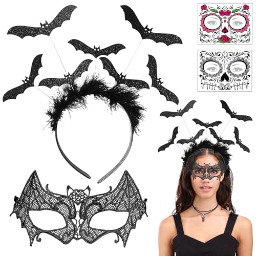 Halloween Haarreif, 4 PCS Fledermaus Haarreif, Halloween Accessoires Halloween Haarreif Damen Fledermaus Kopfschmuck, Fledermaus Haarreif Kinder für Halloween Karneval Fasching Kostüm Accessoires von Booaee