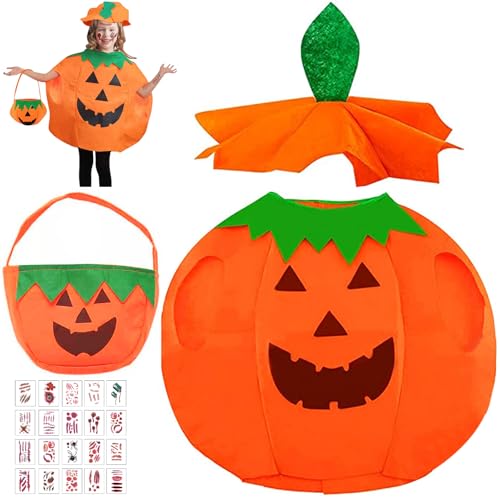 Halloween Kürbis Kostüm Kinder, Lustige Kostüme Halloween Kostüm Kürbis Kinder Mädchen, Pumpkin Kostüm, Cosplay Party Kleidung Karneval lustig Party Cosplay Kleidung Geeignet für Kinder Erwachsene von Booaee