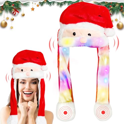 LED Weihnachtsmütze, LED Weihnachtsmützen Weihnachtsmann Nikolausmütze Mütze Erwachsene Kinder Bart, Weihnachtshut Nikolausmützen Led Mütze Kinder Baby für Cosplay Weihnachten Karneval Party Geschenk von Booaee