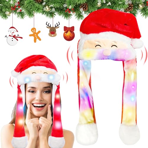 LED Weihnachtsmützen Erwachsene, LED Nikolausmütze Weihnachtsmann Weihnachten Mütze Erwachsene, LED Weihnachtsmütze Kinder für Cosplay Urlaub Weihnachten Karneval Party Geschenk Damen Mädchen Kinder von Booaee