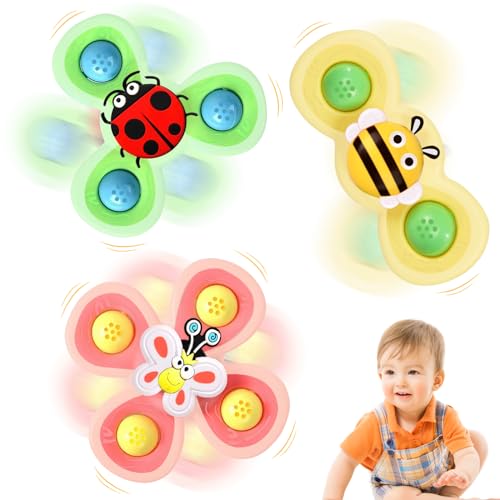 Saugnapf Spielzeug Baby, 3 Stück Saugnapf Spielzeug Sensorisches Spielzeugset,Cartoon Wasserspielzeug Saugnapf Spielzeug ​Baby Sensorik Spielzeug für Spinner Baby Badespielzeug Geschenke für 1-6 Jahre von Booaee