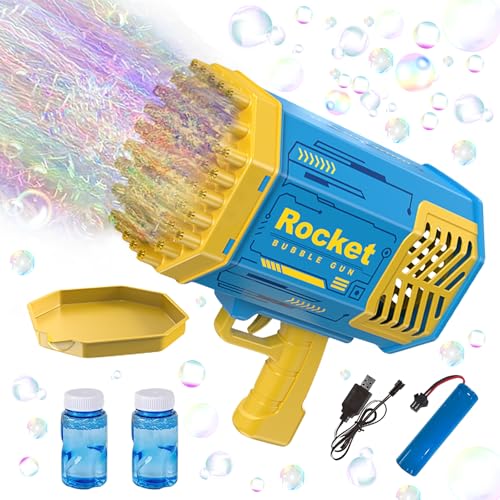 Seifenblasenmaschine, Gatling Bubble Machine, 69 Löcher Seifenblasenpistole Kinder mit Seifenblasen Flüssigkeit, Seifenblasen Pistole, Seifenblasen Maschine für Party Hochzeit Indoor Outdoor Spielzeug von Booaee