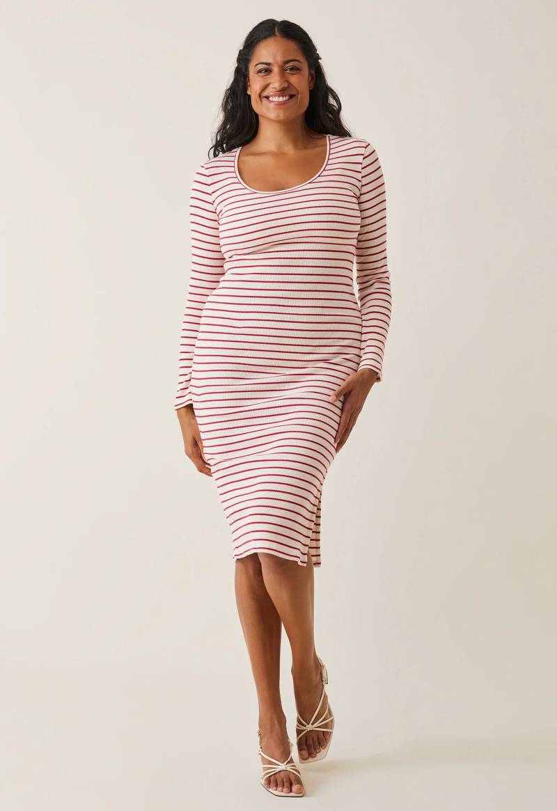 Boob Signe Midikleid, Stripe White/Red, L von Boob