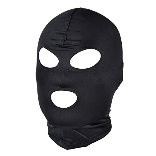 Boogaa Zentai Kapuzenmaske, elastisch, schwarz, atmungsaktiv, offene Augen, offener Mund Maske, Cosplay, Kostüm, Kapuze, Unisex Kopfbedeckung von Boogaa