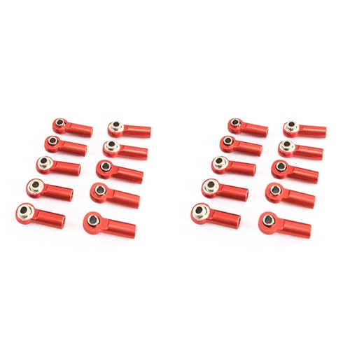 Booso 20 Stück Metall M2.5 Link Spur Stangen Kopf Gelenk für A959 12428 144001 C24 MN D90 MN99S RC Auto Teile, Rot von Booso