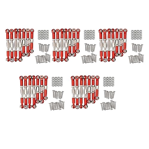 Booso 5Set für 144001 1/14 RC Auto-Ersatzteile, Metall, Servobindung, Lenkstange, Krawatte, Schaft, Rot von Booso