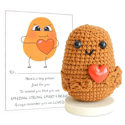 Bootoow Positive Potato, Positive Kartoffel Pocket Hug Geschenke,Mini-Plüsch Figuren Lustige Potato Puppe,Kreative Strickwolle Puppe,Creative Knitted Wool Potato Doll Mit Positiver Energiekarte von Bootoow