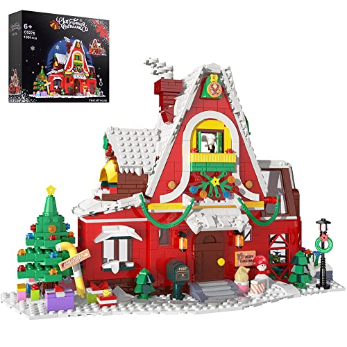 Booyuer Haus Baukasten, 1301 PCS Baumhaus Apartment Bauklotzset Spielzeug mit Xmas Baum/Blumen Pflanze/Schneemann, Weihnachten 2024 Friends Alter 6 7 8 9 10-15+ Jahr Jungen Mädchen von Booyuer