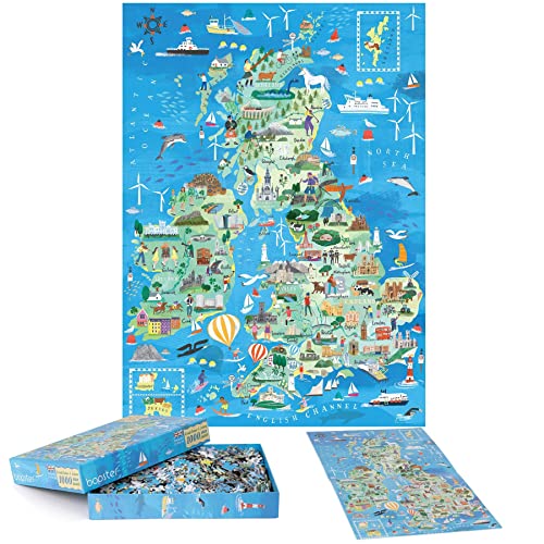 Puzzle 1000 Teile für Erwachsene - Karte von Großbritannien und Irland Jigsaw Puzzle - Britische Inseln Puzzle Erwachsene und Kinder - Familienspaß von bopster von Bopster