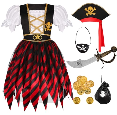 Bordazor Piratenkostüm für Mädchen, Piratenkostüm, Cosplay, Verkleidungsset für Halloween (5–7 Jahre) von Bordazor