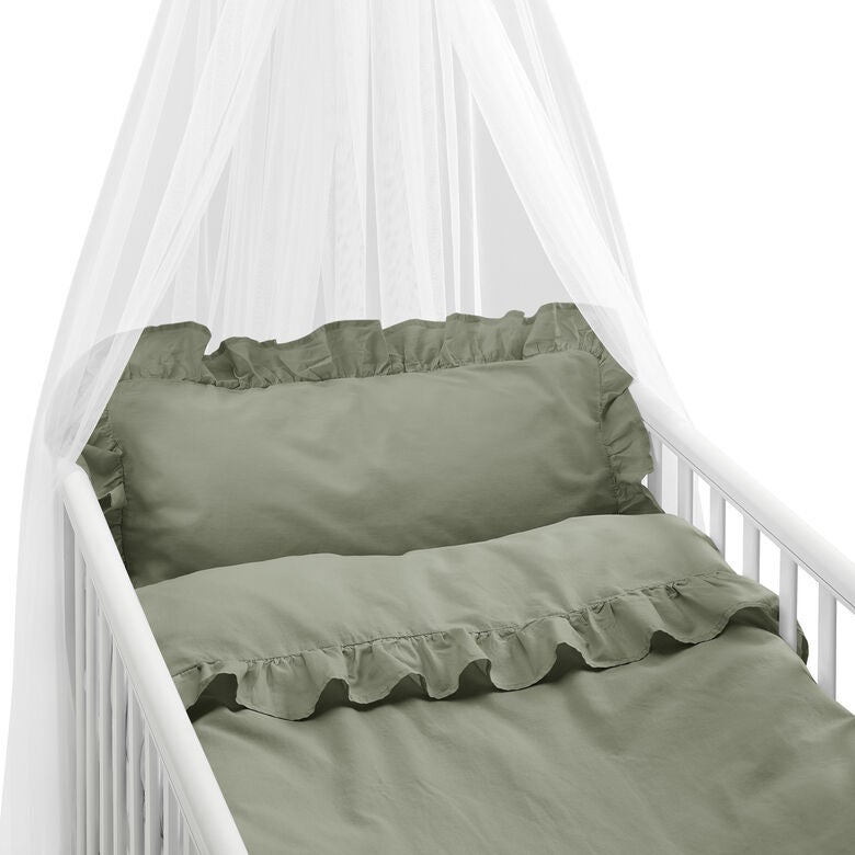 Borganäs Bettwäsche Babybett Rüsche 130x100, Grün von Borganäs