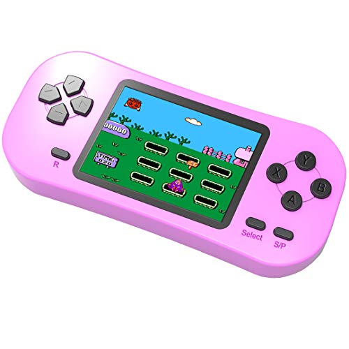 Bornkid Handheld Spielekonsole für Kinder und Seniors mit Integriertem 218 Videospiel 2,5 Zoll Wiederaufladbar Electronic Handheld Spiele hat 3,5 MM Kopfhörerbuchse (Rosa) von Bornkid