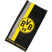 BVB 16800900 - BVB-Duschtuch mit Logo im Streifenmuster, Baumwolle, 140x70 cm, Borussia Dortmund 09 von Borussia Dortmund