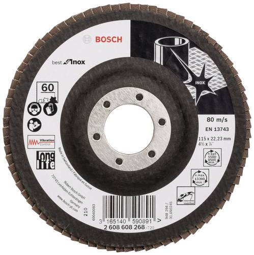 Bosch Accessories 2608608268 X581 Fächerschleifscheibe Durchmesser 115mm Bohrungs-Ø 22.33mm Edelst von Bosch Accessories