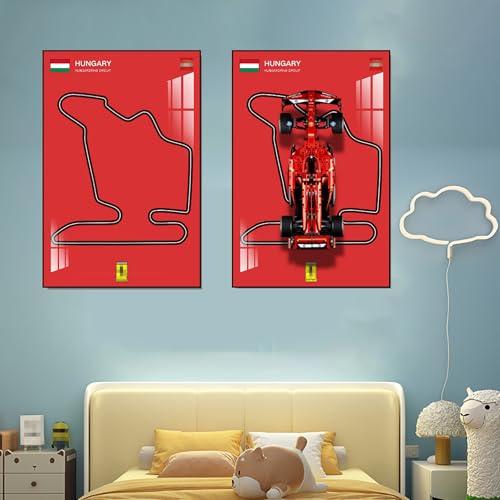 Display-Wandtafel für Lego Technic 42207 Ferrari F1 Rennauto für Erwachsene, Geschenk ldeas für Lego-Auto-Wandhalterungs-Enthusiasten, nur Wandboard (ungaroring Circuit in Ungarn) von Bosence