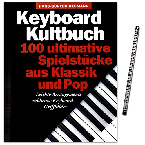 Keyboard Kultbuch - 100 ultimative Spielstücke aus Klassik und Pop - mit den Griffbildern am Anfang des Songs und der Melodielinie mit Akkordsymbolen darüber - Songbook mit Musik-Bleistift von Bosworth Music