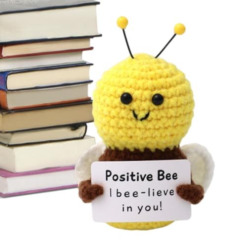 Botiniv Emotionale Unterstützung Häkelbiene,Positive Häkelbienenpuppe,Lustige gehäkelte Positive Bienenpuppen | Gestrickte Bienentiere mit emotionalen Unterstützungskarten für Männer, Frauen, von Botiniv