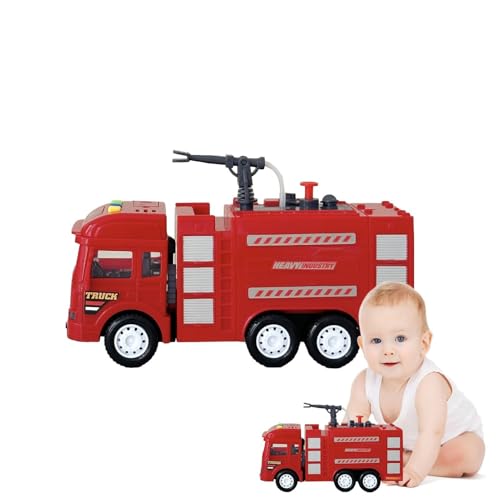 Botiniv Feuerwehrauto für Kinder, Feuerwehrauto-Spielzeug - Feuerwehr-Rettungsfahrzeug-Transportwagen,Funktionierende Wasserpumpe, roter Feuerwehrautomotor mit Leiter, Lichtern, realistischen Sirenen von Botiniv