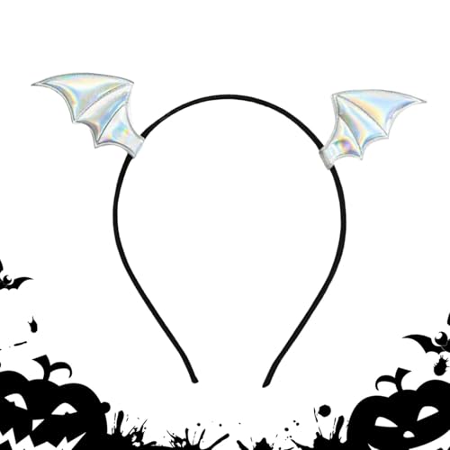 Botiniv Fledermaus Stirnband Halloween,Halloween Fledermaus Stirnband, Halloween Fledermaus Haarreif, Gruselige dekorative Kopfbedeckung, Halloween-Haarschmuck, schwarzer Fledermausflügel-Haarreifen von Botiniv