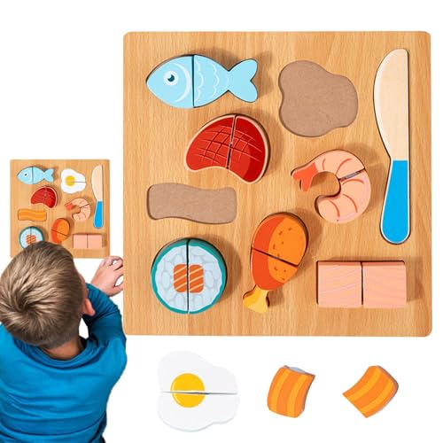 Botiniv Holzpuzzles für Kleinkinder,Holzpuzzles für Kleinkinder - Sensorisches Lernspielzeug für Kleinkinder - Hand-Auge-Koordinationsspielzeug, STEM-Lernspielzeug zum Schneiden von Lebensmitteln für von Botiniv