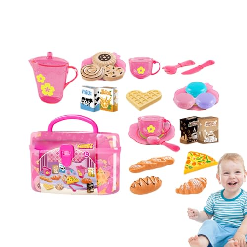 Botiniv Kids Kitchen Playset, Kinder Küchenspielzeugzubehör, täuscht Kochkochgeschirrzubehör, Tragbares -Lebensmittel -Spielset mit Aufbewahrungskoffer für Home, Daycare Center von Botiniv