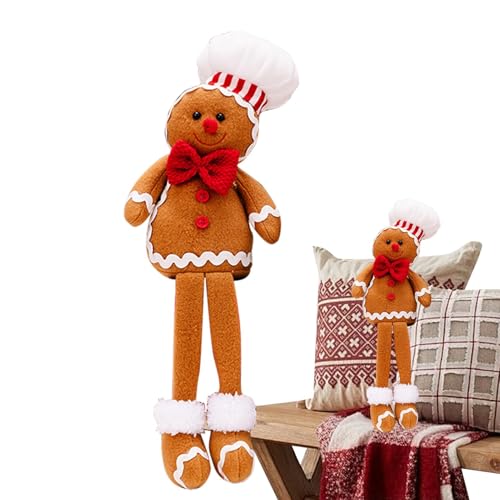 Botiniv Lebkuchen-Stofftier, Lebkuchenpuppe,Lebkuchenmann Kissen - Weihnachts-Lebkuchenmann-Kissen, gefüllte Lebkuchenfiguren, süßes lustiges Spielzeug für die Weihnachtsfeier auf dem Sofa von Botiniv