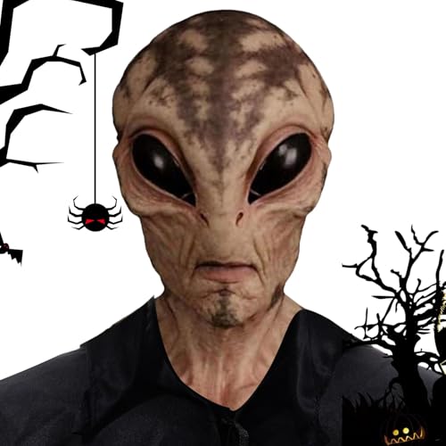 Botiniv Lustige Halloween-Alien-Maske, realistische Alien-Gesichtsmaske,Gruselige Gruselmaske - Halloween-Schädel-Skelett-Maske, realistische Vollkopf-Maske, gruselige Alien-Maske für von Botiniv