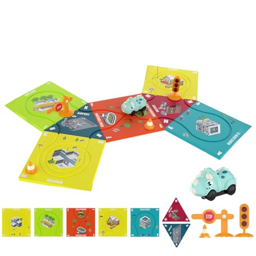 Botiniv Magnetische Puzzle-Autobahn, Puzzle-Autobahn-Spielset,Puzzle Racer Kinder-Autobahn-Set - Batteriebetriebene Elektrofahrzeug-Track-Puzzleteile für den Kindertag von Botiniv