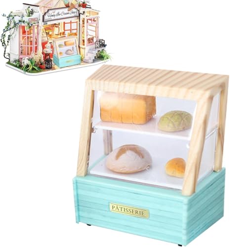 Botiniv Miniatur -Bäckerei -Anzeigeschrank, Miniatur -Brot -Displayschrank,1:12 Skala Oden Bread Cabinet - Simulation Supermarkt Lebensmittelanzeige Modell OB11 Fotografie Requisiten für von Botiniv