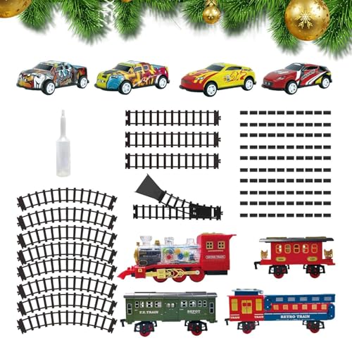 Botiniv Modelleisenbahn-Set, Kindereisenbahn-Set | Klassisches Eisenbahn-Set, Zug-Spielzeug-Sound - Lokomotivmodell, batteriebetriebener Eisenbahnbausatz, Weihnachtsspielzeug für Mädchen von Botiniv