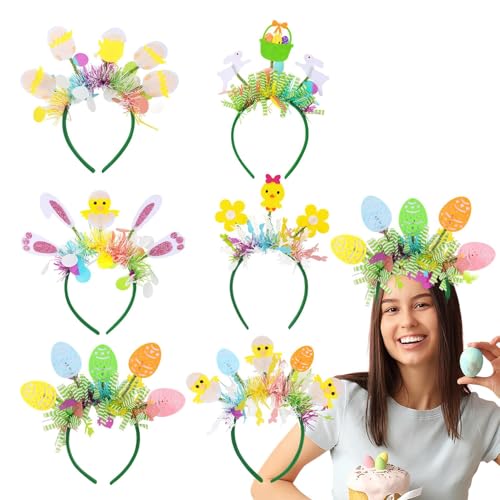 Botiniv Ostern-Stirnbänder für Frauen,Osterhasen-Stirnband - 6 Stück Haarbänder Haarreifen Ostern Kopfbedeckung | Niedlicher Kopfschmuck, Haarschmuck, Haarband „Frohe Ostern“ als Partygeschenk von Botiniv