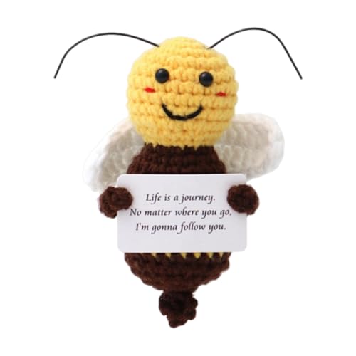 Botiniv Positive Häkel-Bienenpuppe,Lustige Häkel-Bienenpuppen | Lustige gehäkelte Positive Bienenpuppen | Gestrickte Bienentiere mit emotionalen Unterstützungskarten für Männer, Frauen, Erwachsene, von Botiniv