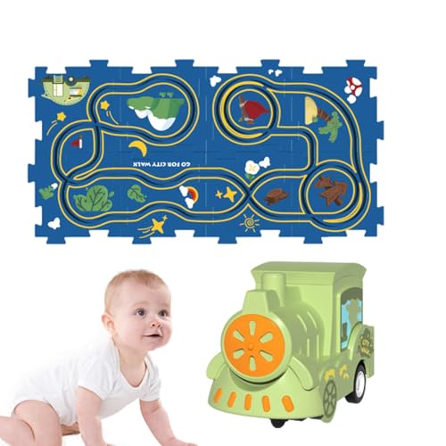 Botiniv Puzzlematte „Eisenbahnzug“ zusammenbauen, Kinderpuzzle-Eisenbahnwagen-Spielset | Elektrisches Gleis-Spielset zum Zusammenbauen, Puzzle-Gleiswagen-Set - Straßenbauer, pädagogisches von Botiniv