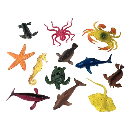 Botiniv Realistisches Tierspielzeug, Meeresfigur Badespielzeug, Meerestier-Figuren, Spielzeug, 12 Stück, realistisches Tierspielzeug, Verschiedene Meeresbadespielzeuge, Unterwasser-Lernspielzeug zum von Botiniv