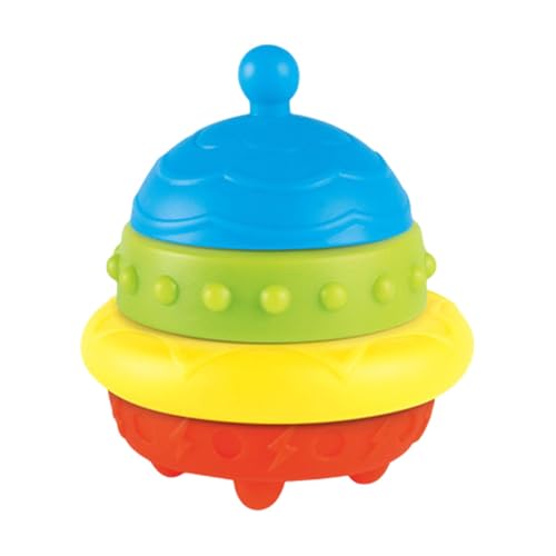 Botiniv Ring Stacker Babyspielzeug,Baby-Stapelspielzeug,Stapelringe Baby Regenbogen Weichgummi-PVC-Spielzeug | Bauring-Stapler, Spielzeug in Form Einer fliegenden Untertasse, für Babys jeden Alters von Botiniv