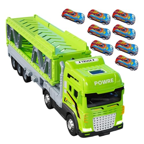 Botiniv Transport-LKW-Spielzeug für Kinder, Auswurf-Rennstrecke - Transporter mit klappbarer Rennstrecke für 8 Autos | Aufbewahrungs-LKW-Spielzeug aus Metall, doppelschichtiges Transporter-Spielzeug von Botiniv