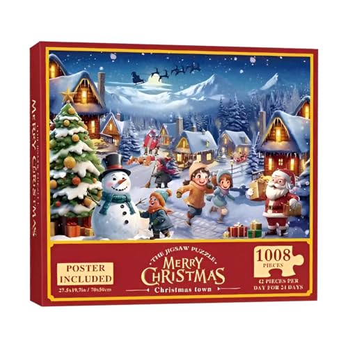 Puzzle Adventskalender 2024 | 24 Tage 1008 Teile Jigsaw Puzzle Spielzeug Adventskalender 2024 Kinder | Christmas Adventskalender 2024 | Weihnachts Countdown Kalender Puzzles für Erwachsene von Botiniv