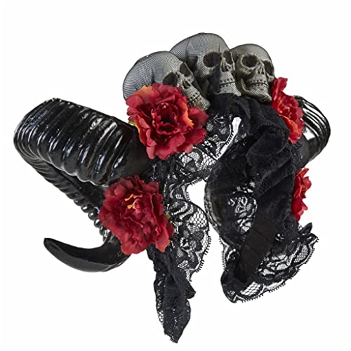 Bottone Antilope Stirnband Halloween n Horn Teufelshörner Stirnband Totenkopf Stirnband Goth Kopfschmuck Tag der Toten Stirnband von Bottone