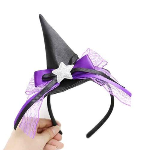 Bottone Coole Hexenhut Stirnband Geburtstag Party Cosplay mit Glitzer Kopfbedeckung Haarschmuck Halloween Gruseliges Kostüm Haarband von Bottone