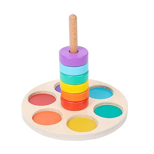 Bottone Steckringe Holzspielzeug Für Kinder Farblich Passendes Spielzeug Regenbogen Stapelblock Interaktives Lerngeschenk Für Kleinkinder von Bottone